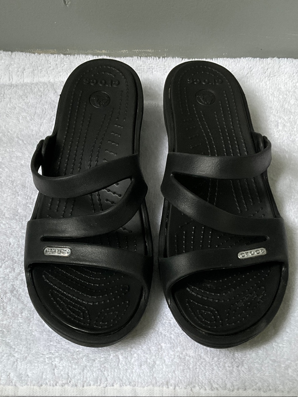 CROCS Men's Black Triple-Strap Slide Sandals